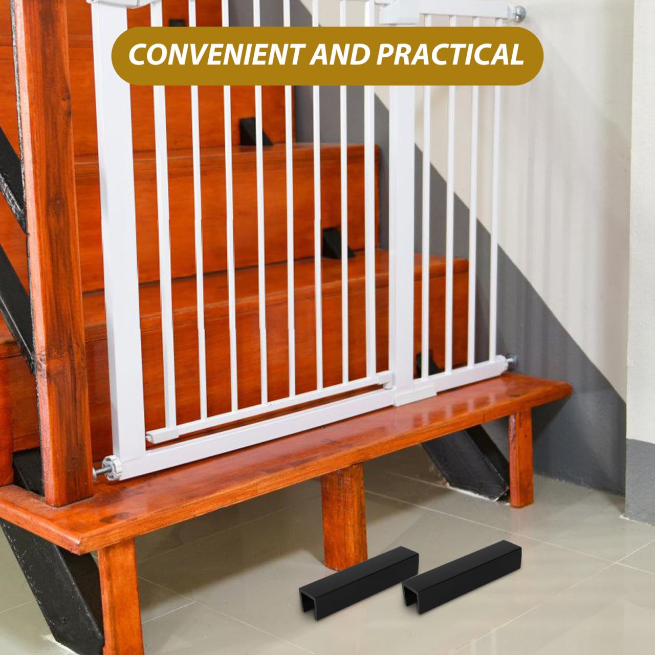 POPETPOP 4 Pcs Fence Reinforcement Grooves: U Shape Pet Fence Groove, Durable Gates Reinforcement Accessory for Pet Baby Safety Gate Stairs