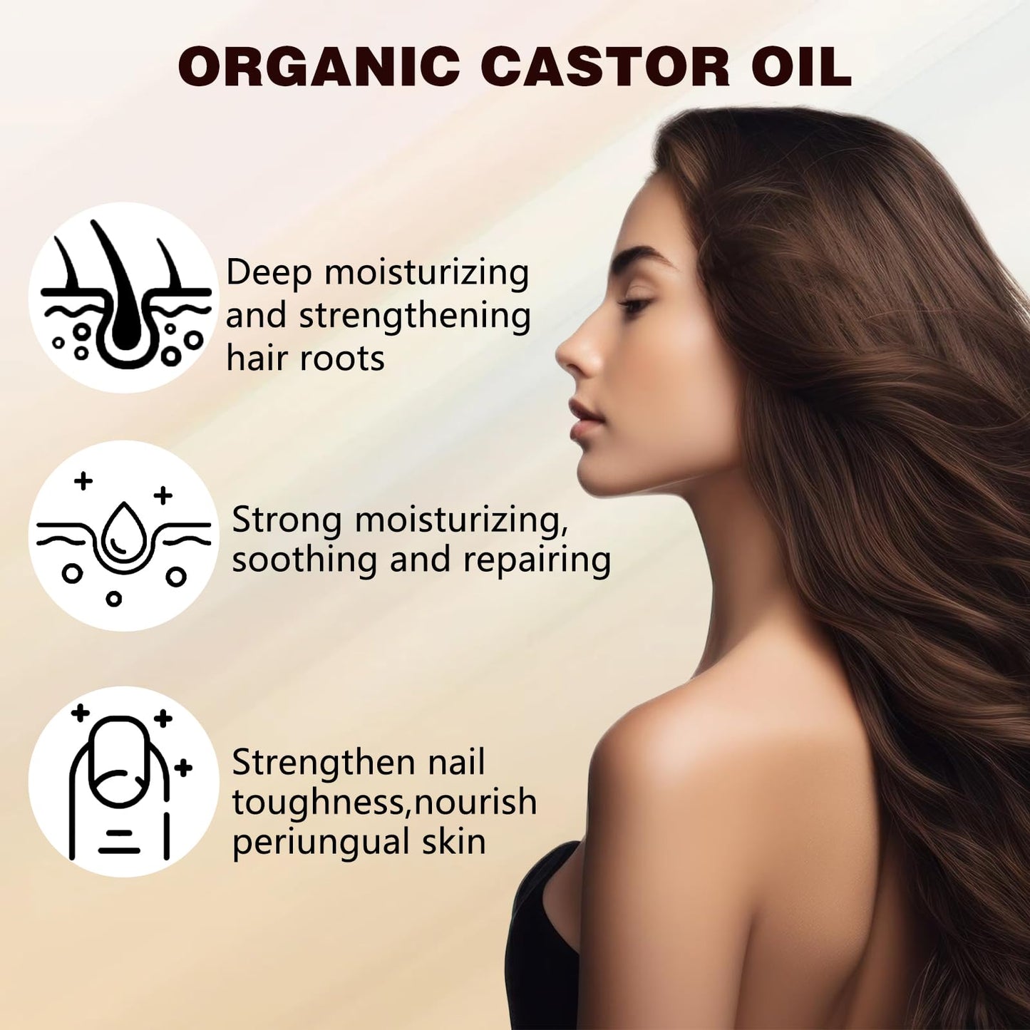 LHBMET Organic Castor Oil with Rose Quartz Roller, Cold-Pressed Pure Organic Castor Oil Roller Ball for Hair, Eyelashes, Eyebrows & Skin (1)