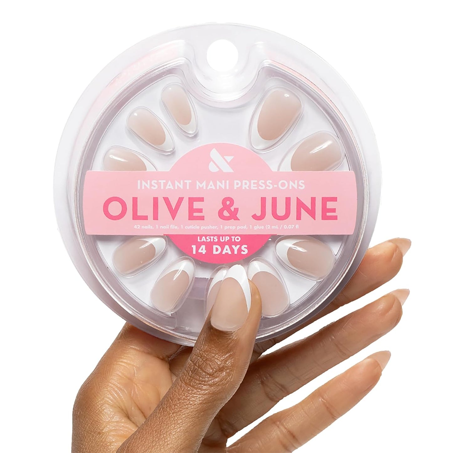 Instant Mani Summer Press-On Nails - Non-Toxic, Long-Lasting | 42 Fake Nails in 21 Sizes | Medium Almond Shape