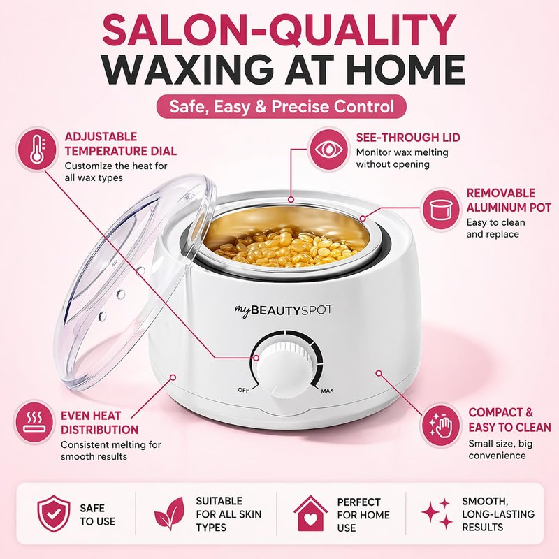 My Beauty Spot Wax Warmer for Hair Removal Kit - Electric Wax Machine for Women at Home - Full Body Bikini Brazilian - Includes Hard Wax Beads & Applicator Sticks