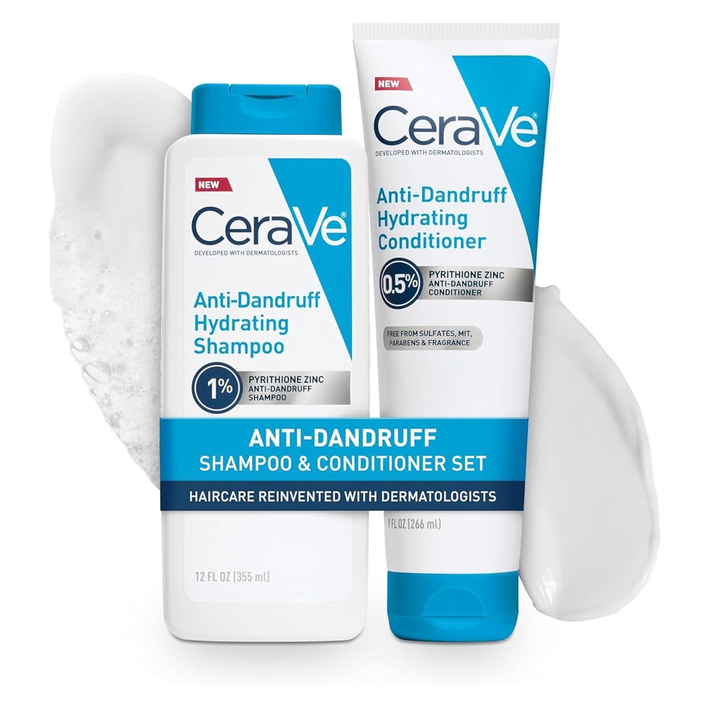 CeraVe Hydrating Anti-Dandruff Shampoo - 1% Pyrithione Zinc, Ceramides & Niacinamide for Flake Relief | 12 Oz