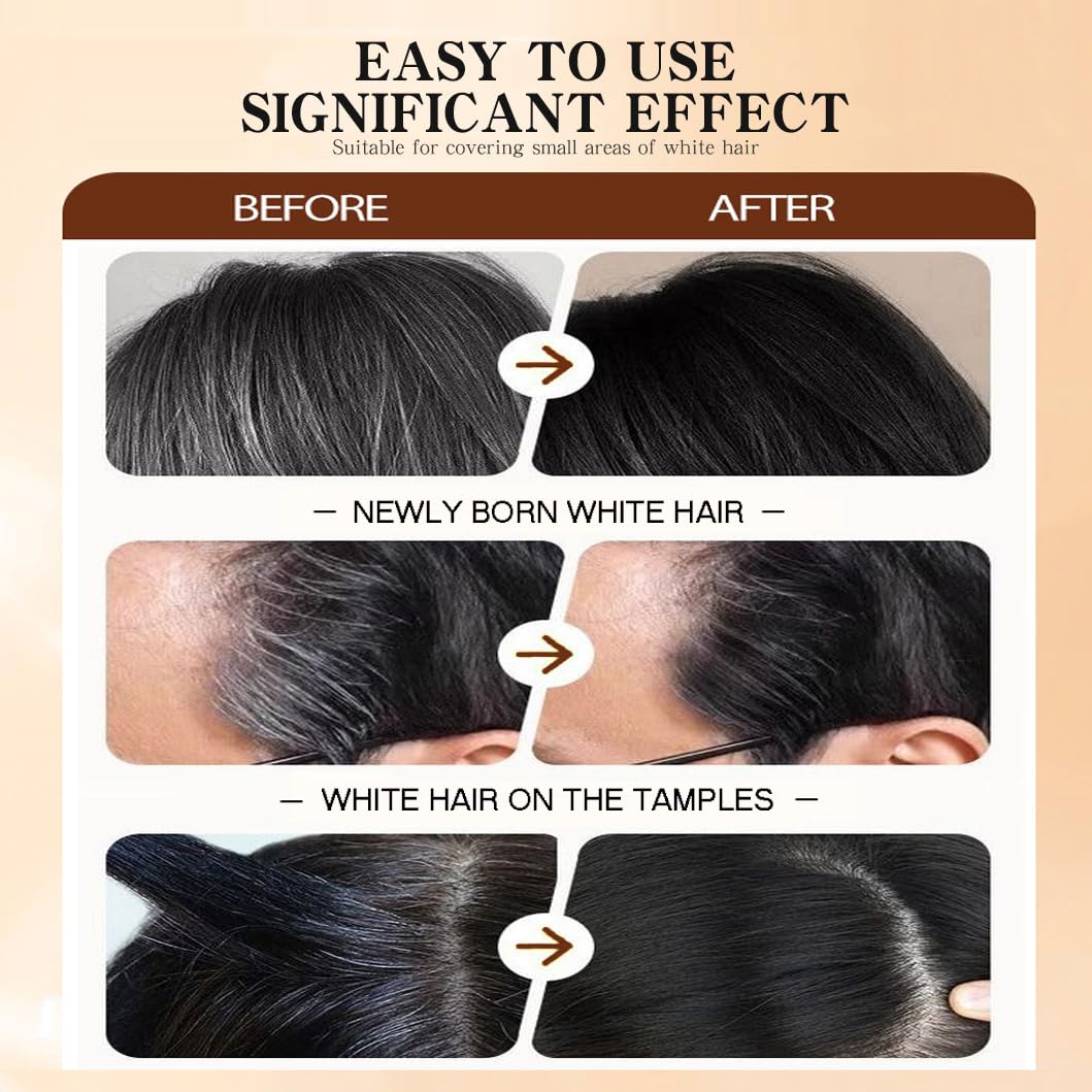 Root-Touch-Up Hair Color Stick & Comb - Instant Waterproof Black Dye for Gray Coverage | Portable 2-in-1 Cream Formula