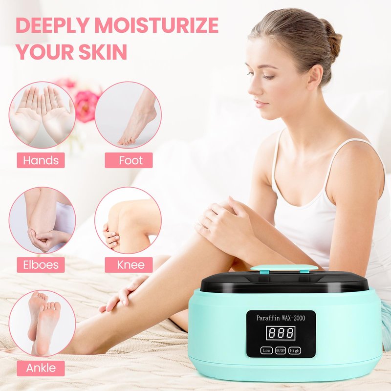 Paraffin Wax Machine for Hand and Feet - 3500ml Hot Wax Hand Wax Machine with 6 Pcs Paraffin Bath Wax, Auto-time and Keep Warm Paraffin Hand Wax Machine(Blue)