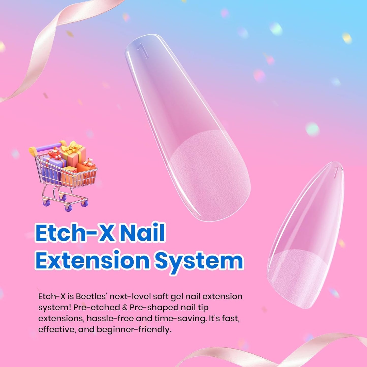 Soft Gel Nail Tips - Short Almond 288pcs | Pre-Etched Acrylic Full Cover for Easy DIY Nail Extensions
