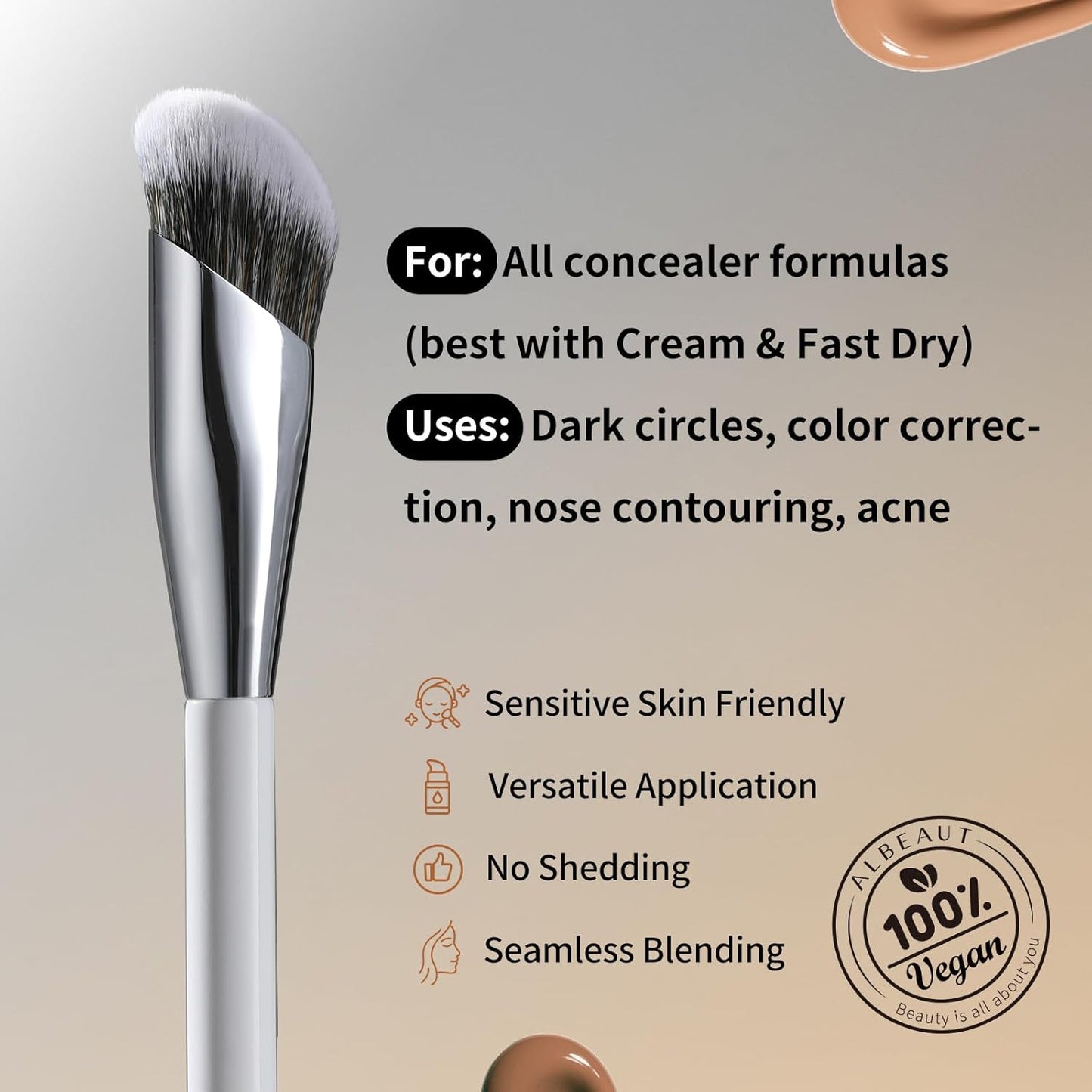 Angled Makeup Brushes Set - 2 PCS Concealer & Foundation Blending Brushes for Liquid, Cream, Stick | Perfect for Nose Contour & Eyeshadow