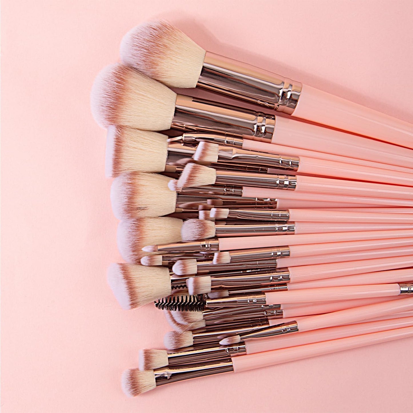 30Pcs Pink Makeup Brushes Set - Professional Makeup Brush Sets & Kits for Full Face - Premium Synthetic Foundation, Powder, Blush & Eyeshadow Brush