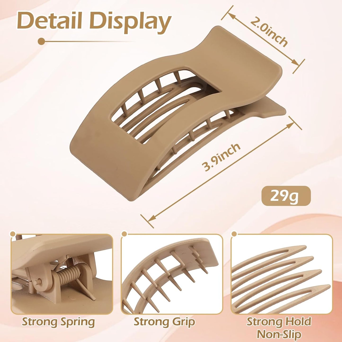 French Flat Hair Clips - 6pcs Matte Claw Clips for Thick or Thin Hair | Non-Slip Strong Hold Accessories