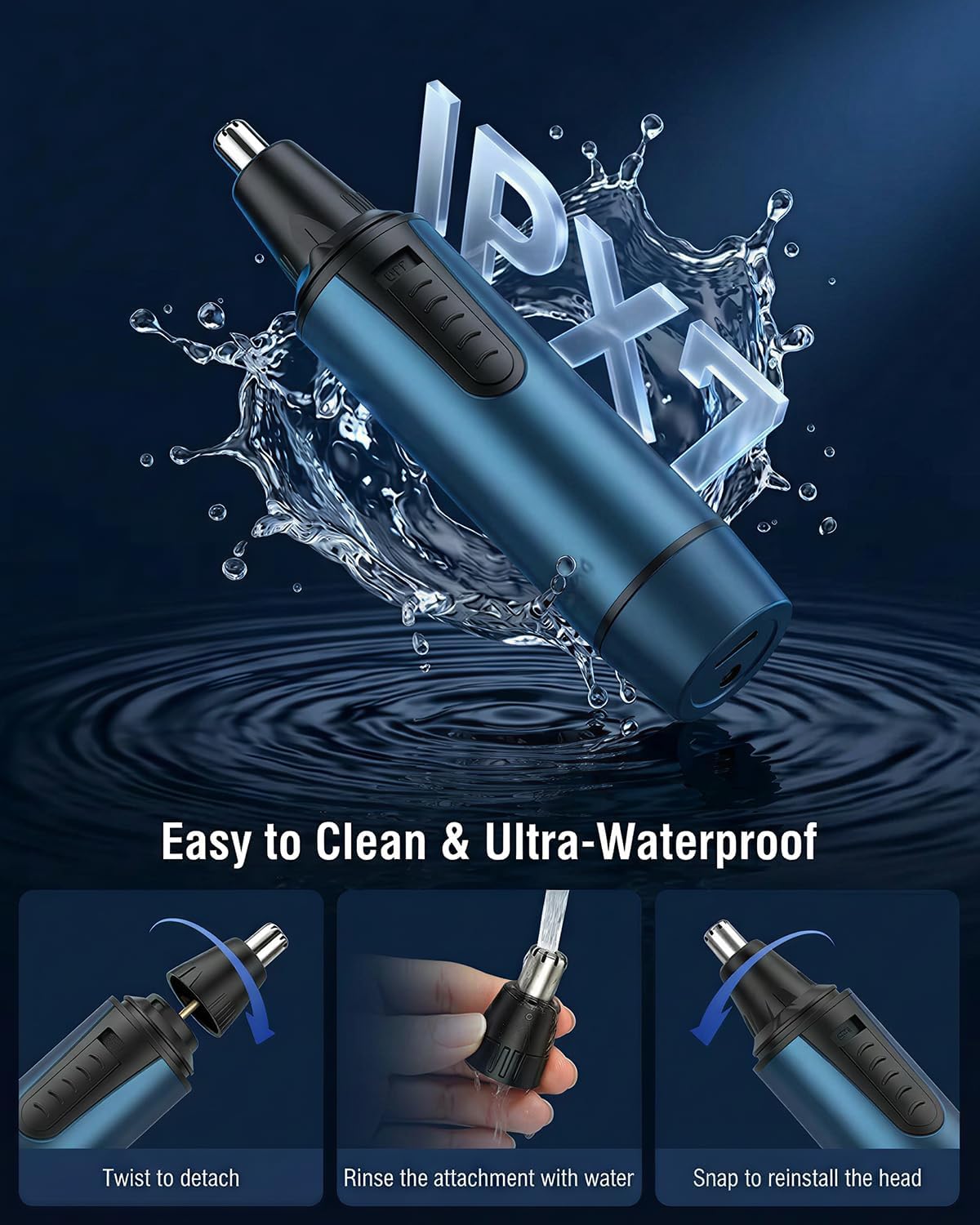 AREYZIN Nose Hair Trimmer for Men - 3-in-1 Painless Rechargeable Grooming Kit | IPX7 Waterproof, Dual Edge Blades