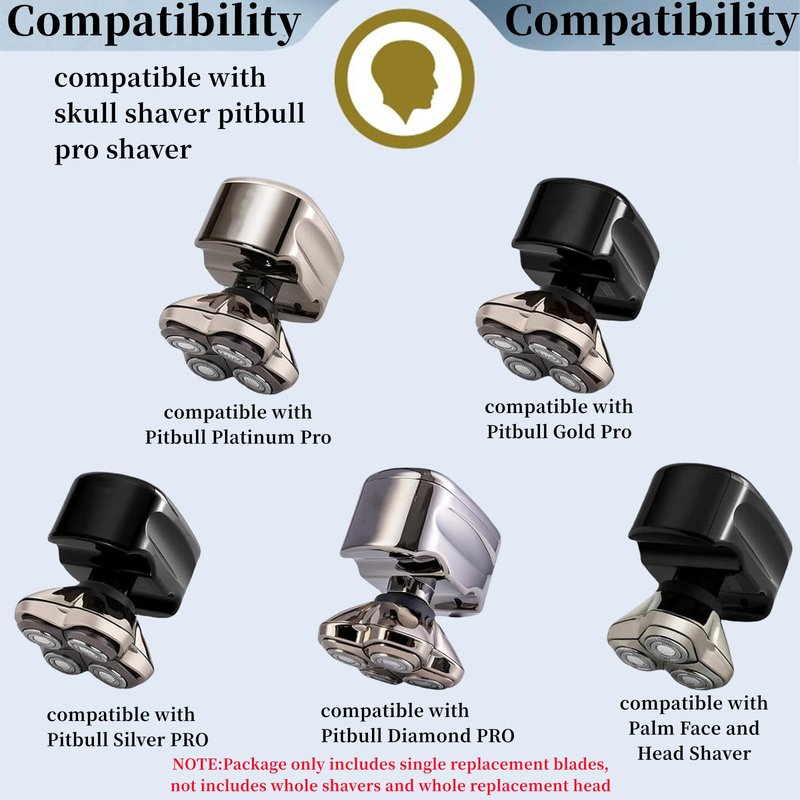 Head Shaver Replacemet Blades for Pitbull Shaver Replacement Blade Compatible with Skull Shaver Pitbull Gold PRO,Pitbull Platinum PRO/Silver PRO,Diamond PRO Shaver,8 Packs.