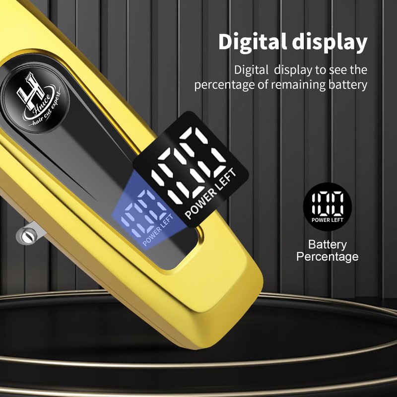 Hnice Professional Hair Clippers for Men 11500 RPM Barber Clippers Cordless with LED Display, 2000mAh Battery 150 Mins Runtime, DLC Blade, Charging Base & 8 Guide Combs Haircut Kit,HN-280