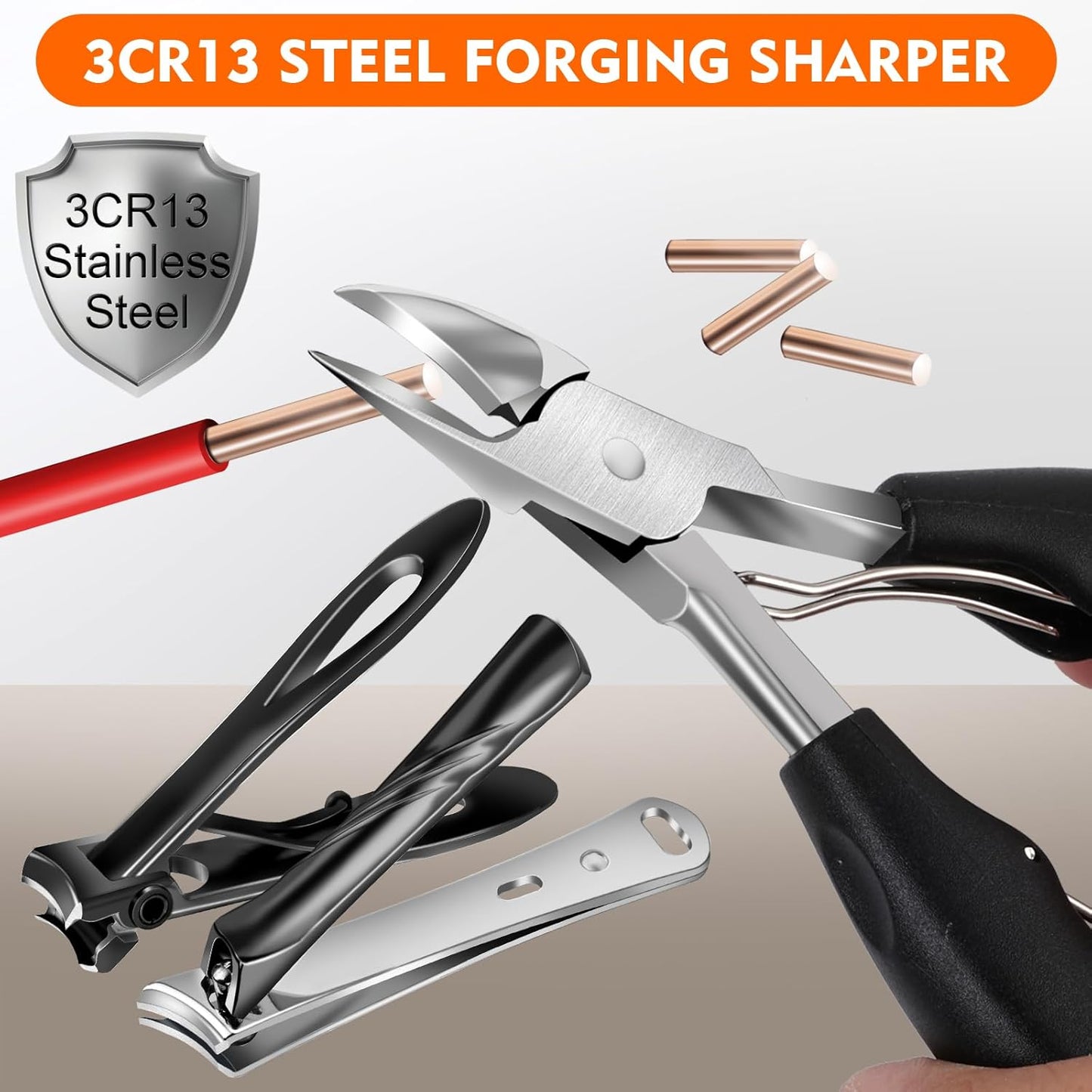 Toe Nail Clippers for Thick Nails - German Stainless Steel Heavy Duty Ingrown Nail Cutter | Long Handle, Black
