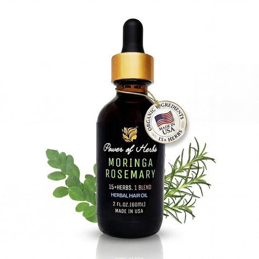 Moringa Rosemary Hair Oil with Amla, Bhringaraj, Pumpkin seed, Almond, Neem, Fenugreek, Infused with Biotin & Vitamin E, Reduces Hair Fall & Thinning, Supports Growth & Scalp Nourishment, Made in USA