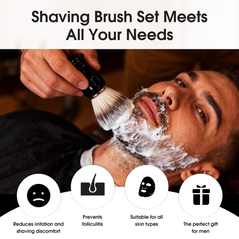 Keropy 2-in-1 Shaving Brush and Razor Stand, Black Acrylic Razor Holder with Brush, One-Piece Shave Brush Stand, Safety Razor Stand for Men, Universal Bathroom Storage Organizer, Grooming Gift for Men