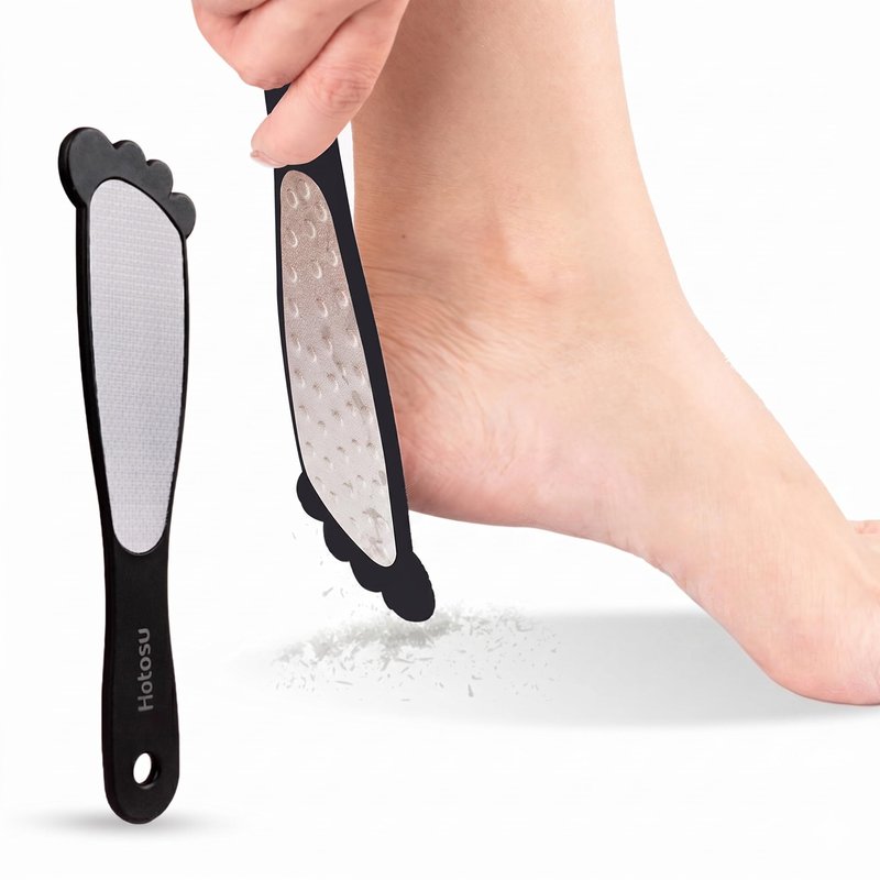 Hotosu 2 Sided Foot File Callus Remover Stainless Steel for Wet & Dry Skin – Professional Cheese Grater for Feet & Foot Rasp for Smooth Feet, Pedicure Tools for Feet, Gentle Foot Care at Home (Black)