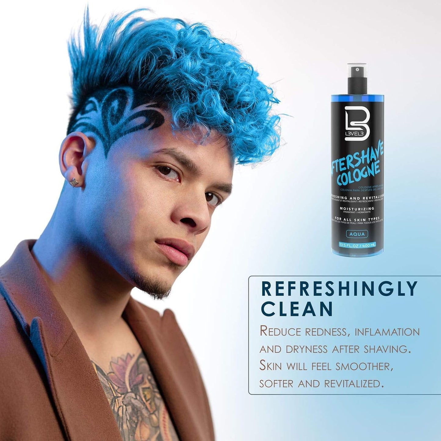 L3 Level 3 After Shave Spray Cologne - Softens Skin - Refreshes and Relieves Face and Skin - Moisturizing Formula Level Three After Shaving, Fresh Scent, 13.5 Fl Oz