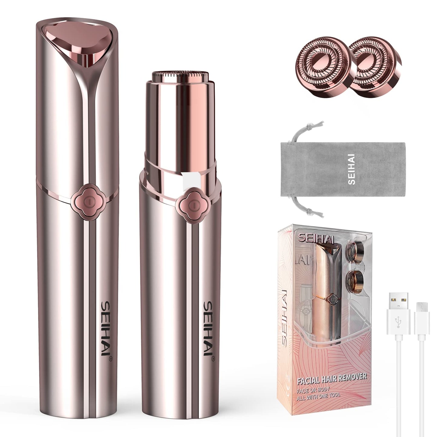 SEIHAI Hair Removal Device, Facial Hair Removal for Women, Rechargeable Hair Remover for Women, Facial Hair Remover for Face, Upper Lip, Chin, with a Branded Storage Bag