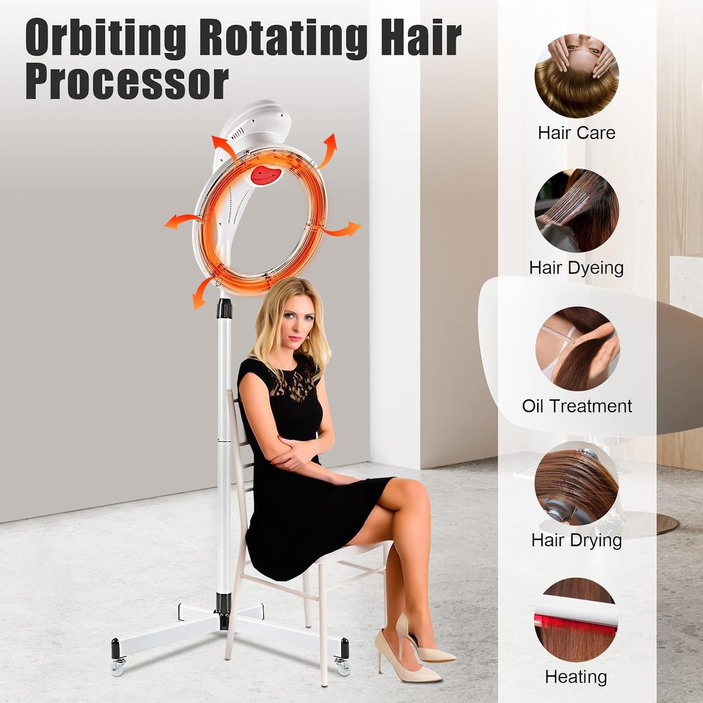 Portable Hooded Hair Dryer - 3-in-1 Infrared Mobile Steamer for Salon & Home Use | Adjustable, 950W