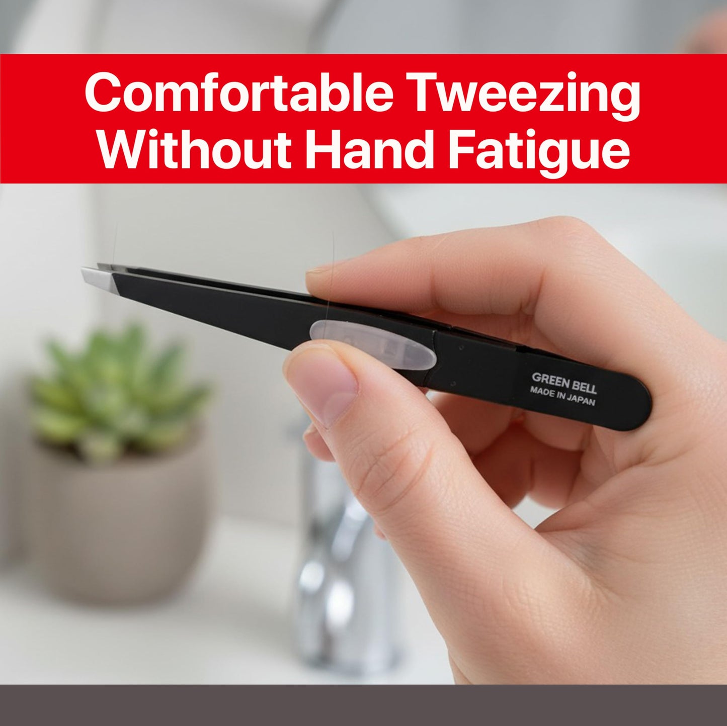 SEKI EDGE SS-518 Amazing Tweezer - Slant Tip with Tension Stopper - Stainless Steel -Black- Crafted with Patented Spring Technology for Precision and Flawless Eyebrow and Hair Removal - Made in Japan