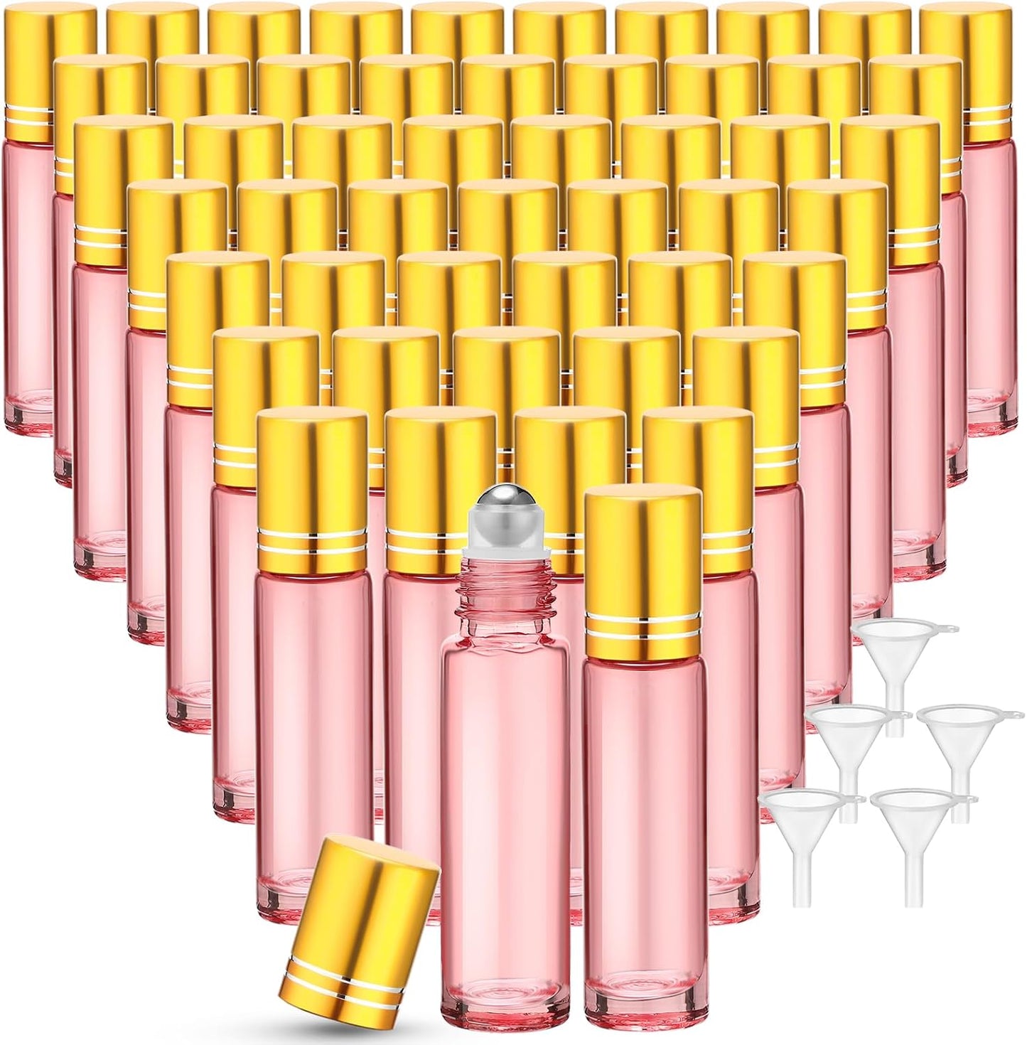 Essential Oil Roller Bottles - 150 Pcs 10 ml Glass Roll-On Bottles with Stainless Steel Balls | Leak-Proof & Travel-Friendly (Amber)