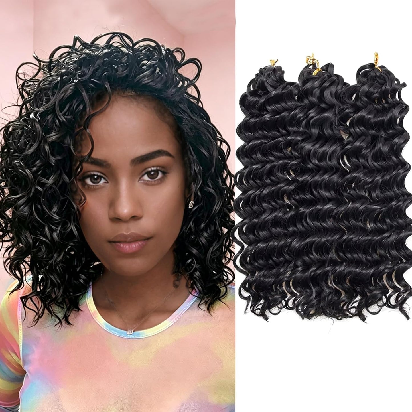 Water Wave Crochet Hair Extensions - Blonde Synthetic Bohemian Braids | 14 Inch Deep Wave (27#)