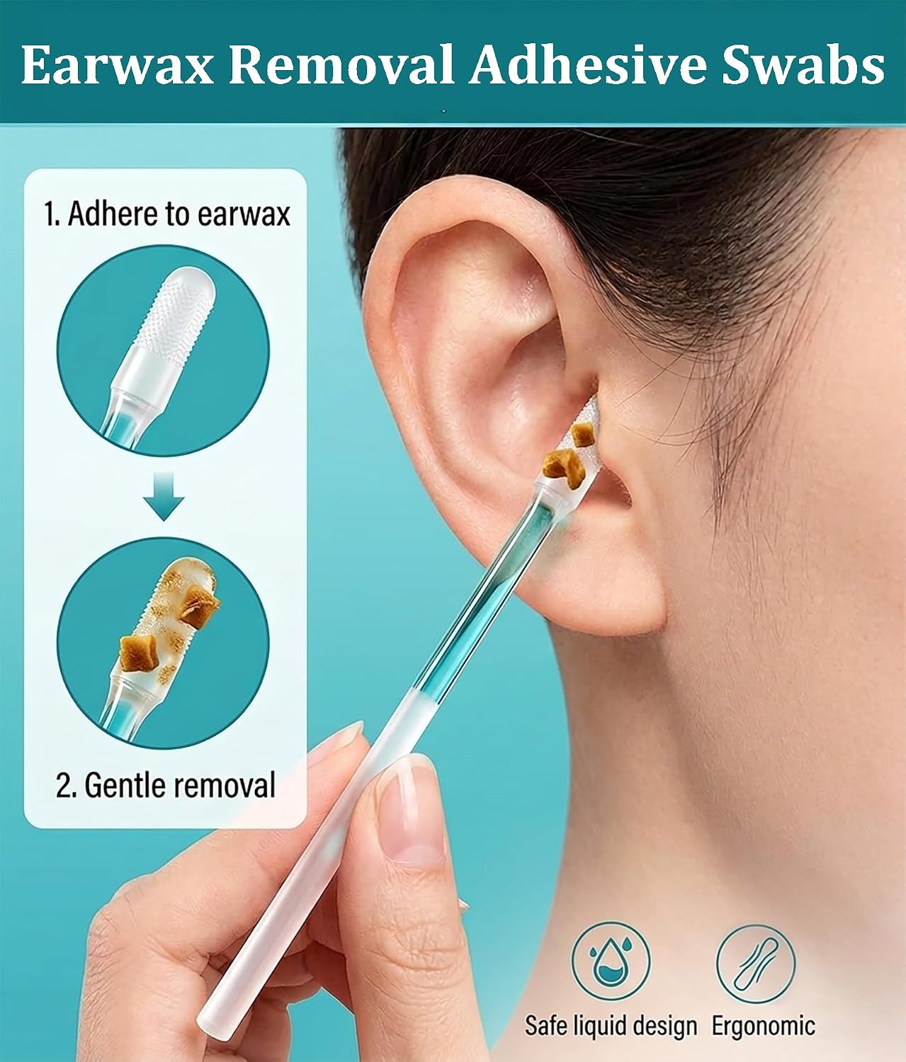 Sticky Ear Cleaning Sticks - 48 Pcs Adhesive Ear Wax Removal Kit | Gentle Tool for All Ages
