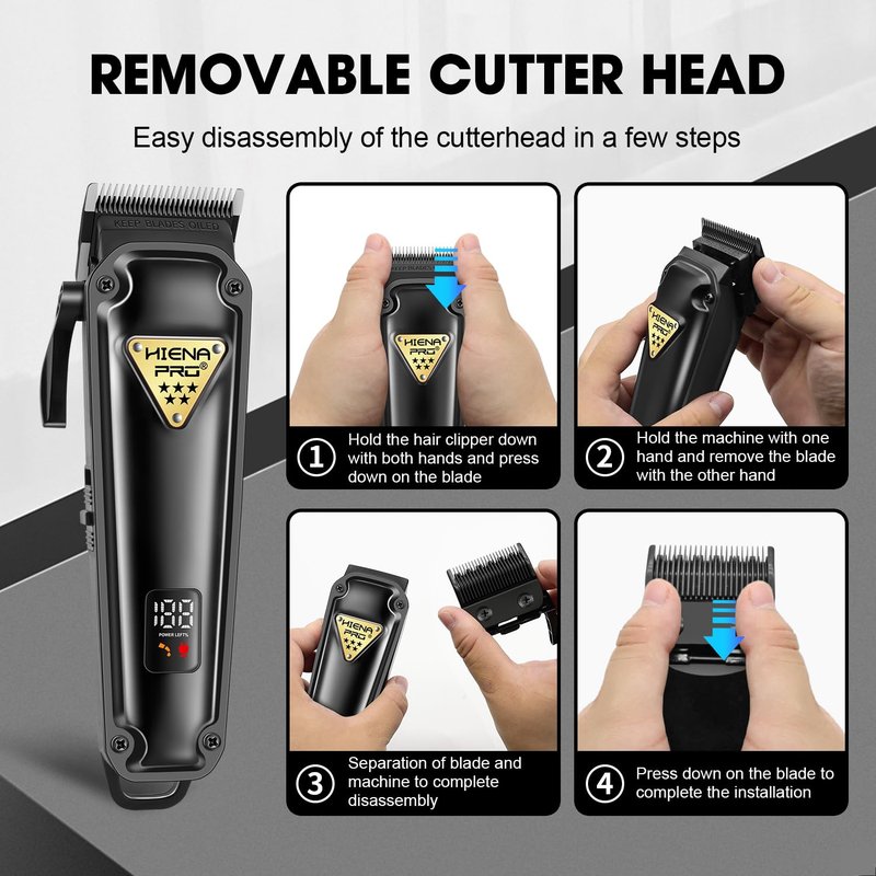 HIENA PRO Professional Hair Clippers Set & Cordless Barber Clippers for Men, Clippers Set and Trimmers Kit, Hair Cutting Tools, Clippers for Hair Cutting, Gifts for Men