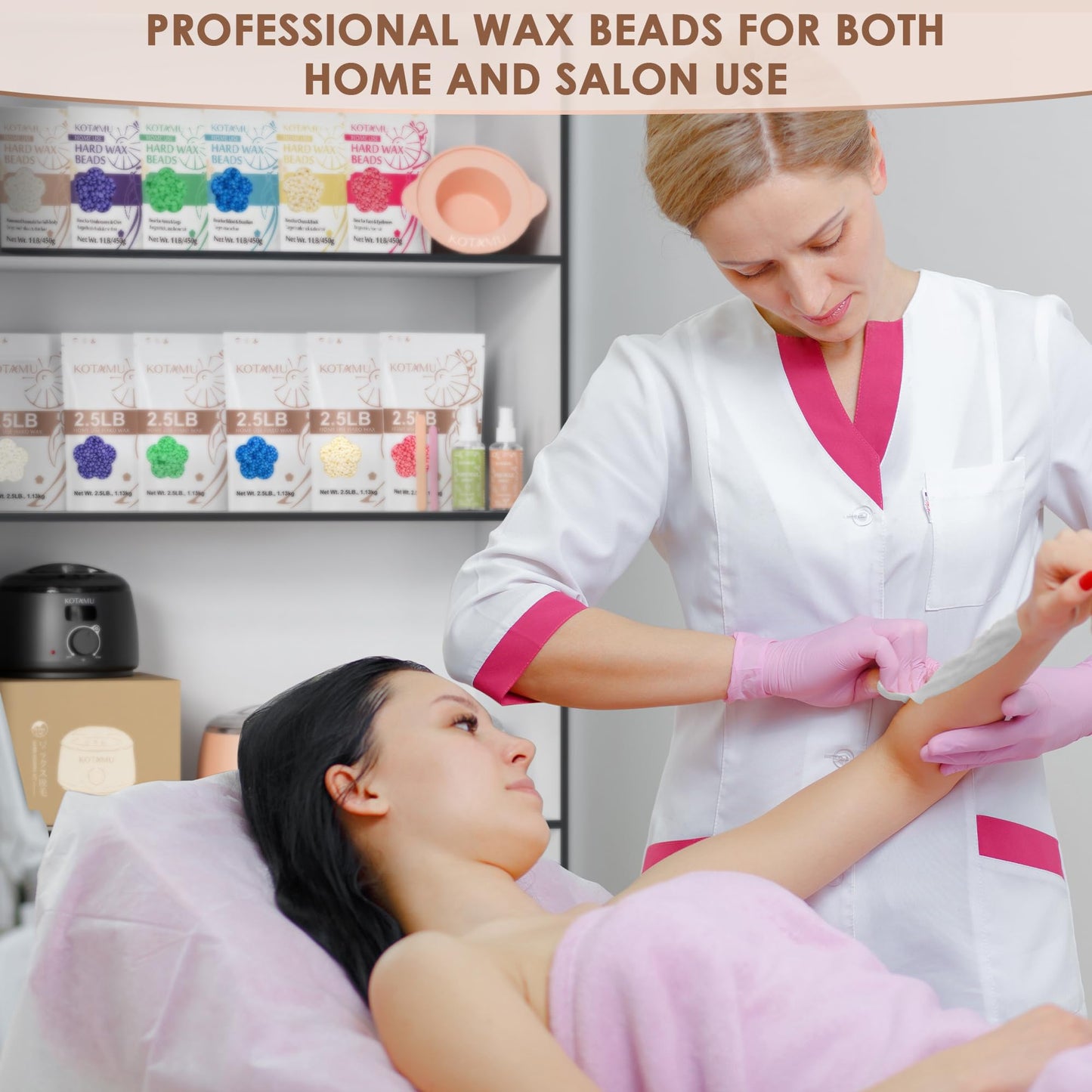 KOTAMU Hard Wax Beads for Women & Men Hair Removal, Cream Wax Beans for Full Body Sensitive Skin Chest Back Leg Facial Bikini Brazilian Waxing, 2.5lb Refill Waxing Beads Target Thick & Thin Hair