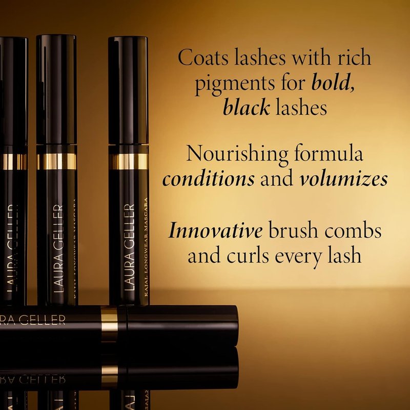 Laura Geller Kajal Longwear Mascara - Volumizing & Lengthening Black Formula | Smudge-Proof, Flake-Proof
