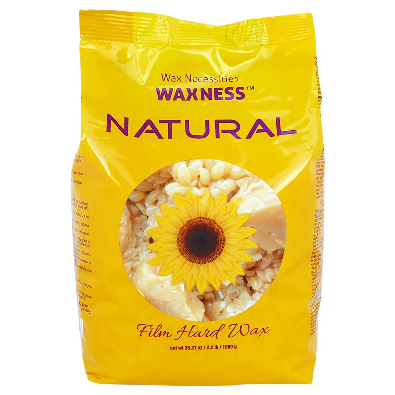 Waxness Film Hard Wax Beads Natural 2.2 lb (1 kg) – Stripless Professional Hard Wax for Face & Body, Smooth Application, Suitable for Sensitive Skin – Made in Italy