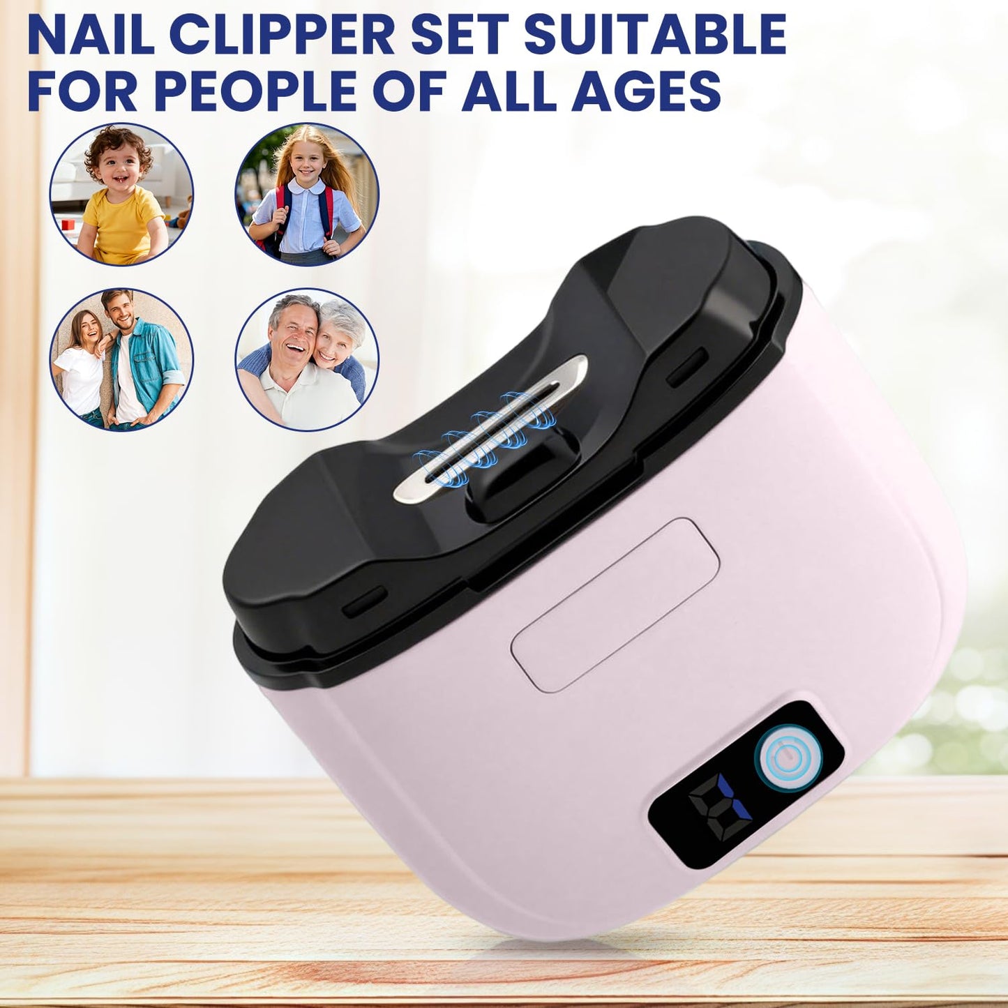 Electric Nail Clipper, 2026 New 3 in 1 Electric Polishing Automatic Nail Clippers,USB Rechargeable Automatic Trimmer, 3-Speed Levels for Seniors and Adults (White)
