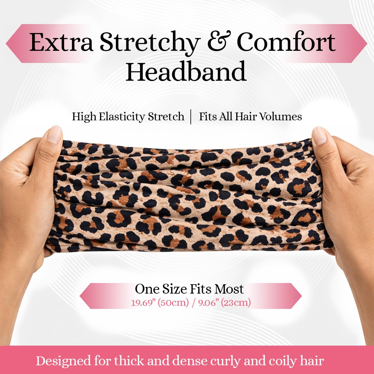 Curly Hair Headbands for Women - Stretchy Non-Slip Wide Design | Soft Cloth Yoga Workout Band (Cheetah, Pack of 1)