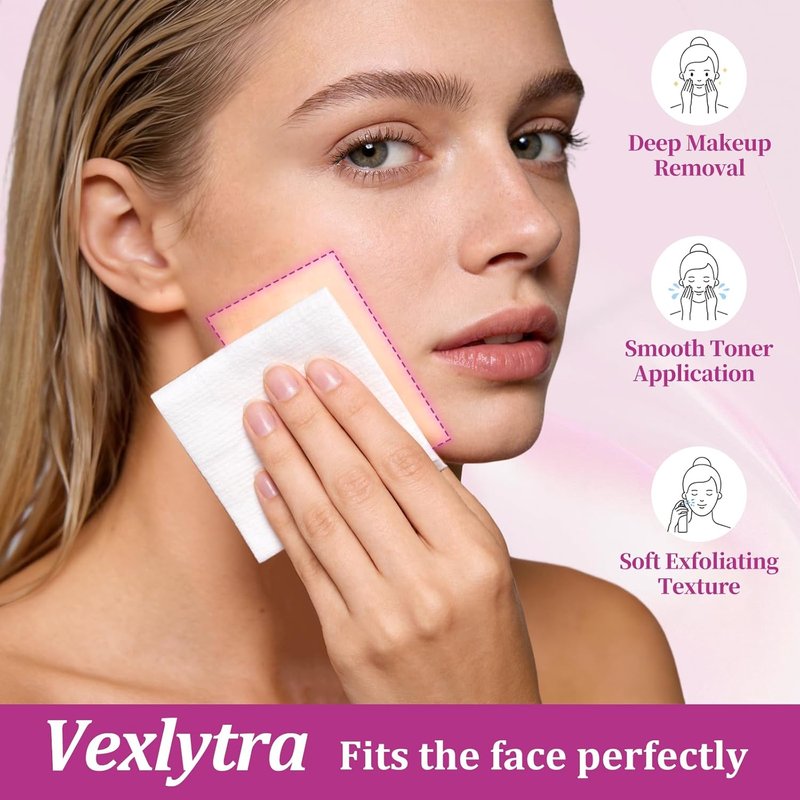 Facial Cotton Pads - 100% Natural Soft Cotton Rounds for Makeup Removal & Toner | 110 Count