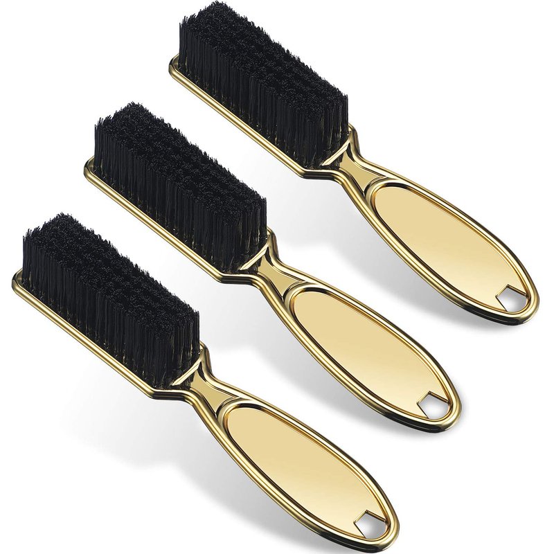 3 Pieces Clipper Blade Cleaning Brush Hair Clipper Cleaning Nylon Brush Nail Brush Trimmer Barber Cleaning Brush Tool (Gold)