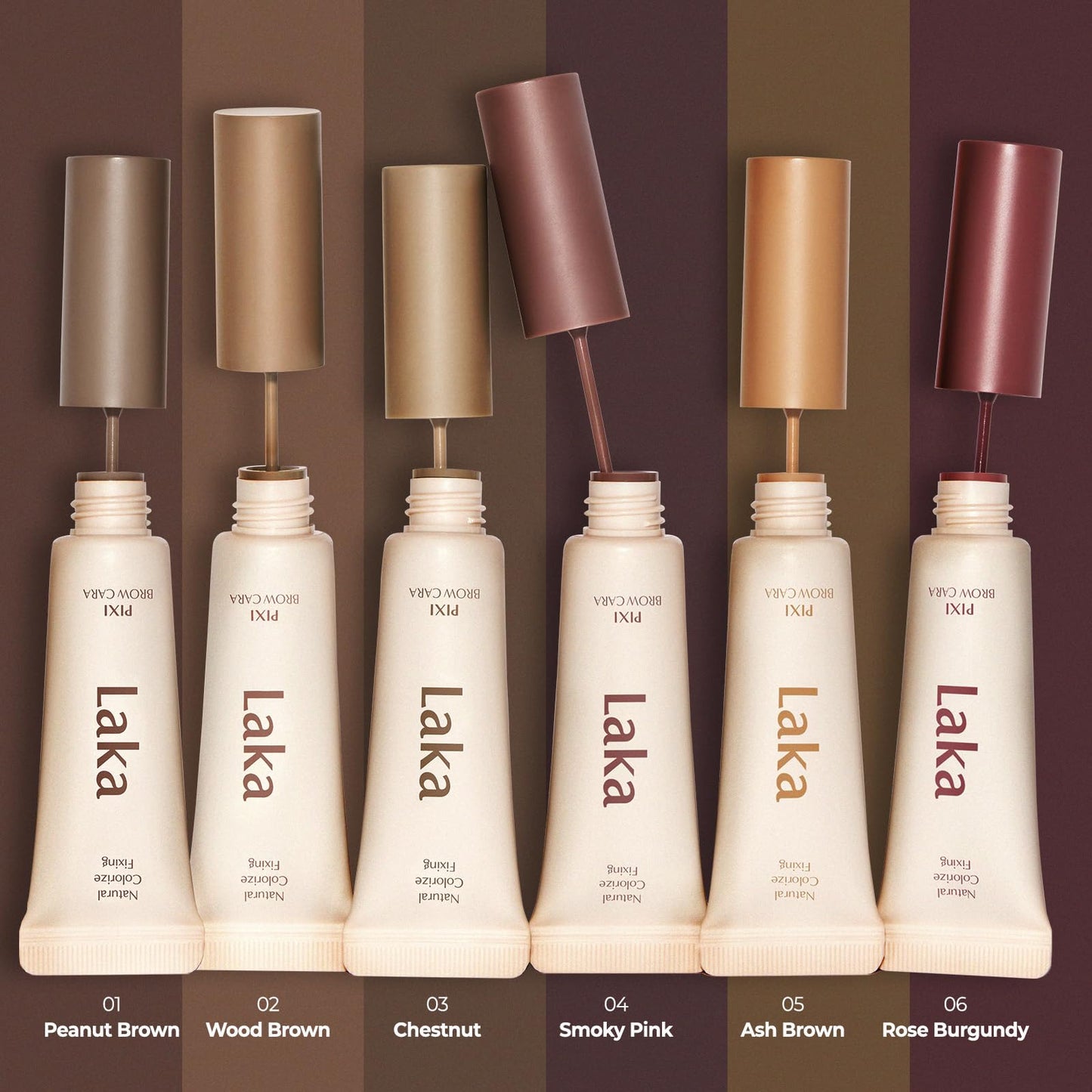 Laka Pixi Eyebrow Mascara 8g/0.28oz., Eyebrow Gel to Fix and Shape Brows, Clump-Free, Brow Fixer with Slim Precision Brush, Vegan, K-Beauty