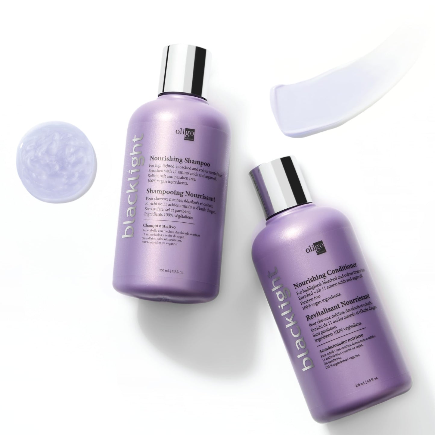 Oligo Professionnel - Blacklight Nourishing Shampoo & Conditionner for blondes - Sulfate-Free - Vegan - For color treated hair- Hydrating formula with Argan oil - 8.5 oz DUO BUNDLE