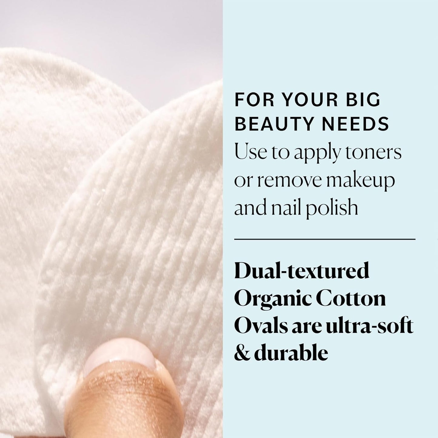 Organic Premium Cotton Makeup Removal Pads - 100% Pure GOTS Certified | Large Dual Textured, 240 Count
