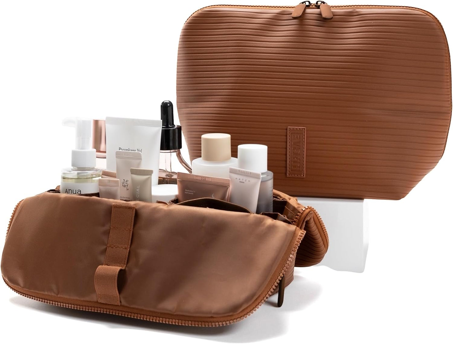 Vertical Waterproof Makeup & Toiletry Bag - 23-Pocket Organizer for Skincare & Essentials | Large Leopard Design