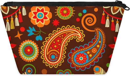 Afrohemian Makeup Bag - Portable Cosmetic Travel Pouch for Women | Fashionable Zipper Design, Small Size