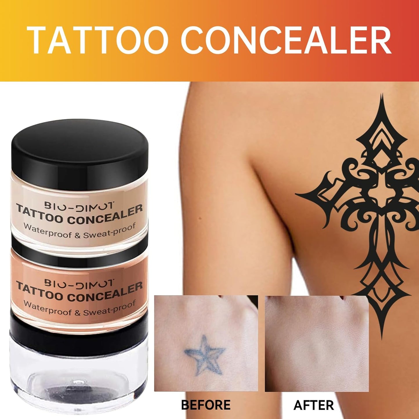 Tattoo Cover Up Makeup - Waterproof Full Coverage Foundation for Scars & Birthmarks | Natural Skin Tone Match, 0.68oz