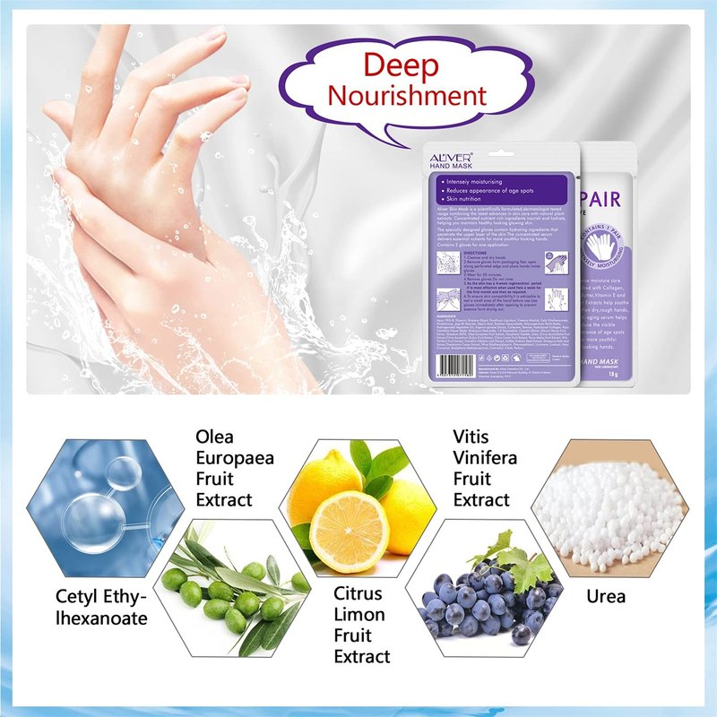 Moisturizing Gloves - 4 Pack Hand Spa Mask with Collagen & Vitamins | Repair Dry, Cracked Skin for Men & Women