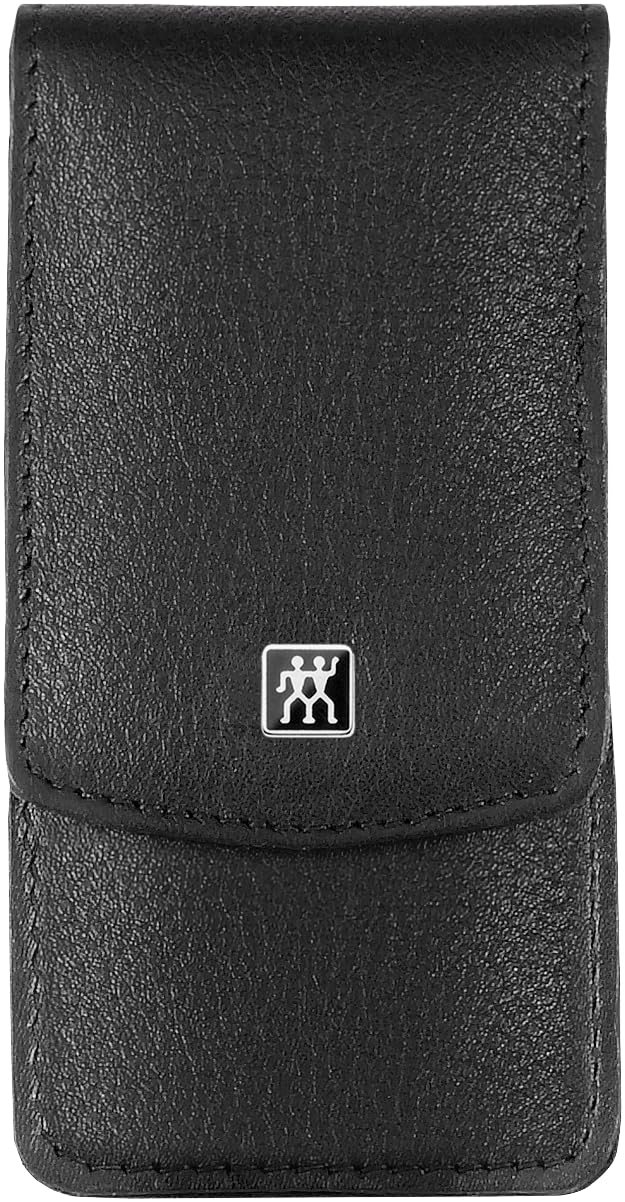ZWILLING Beauty Classic INOX 4-pc Manicure and Tweezer Set with Black Leather Case, Nail Care Made of Genuine Leather with Push Button