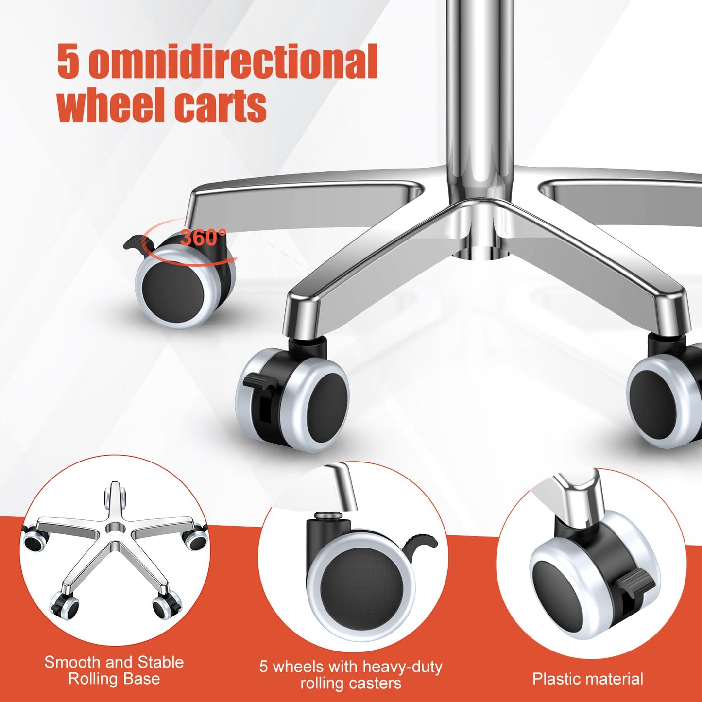 ChoJiah Extra Large Mayo Stand Rolling Salon Tray on Wheels Hairstylist Tray Heavy Duty Tattoo Tray, Ideal Use for for Hair Salon Dental Hairstylist Cart