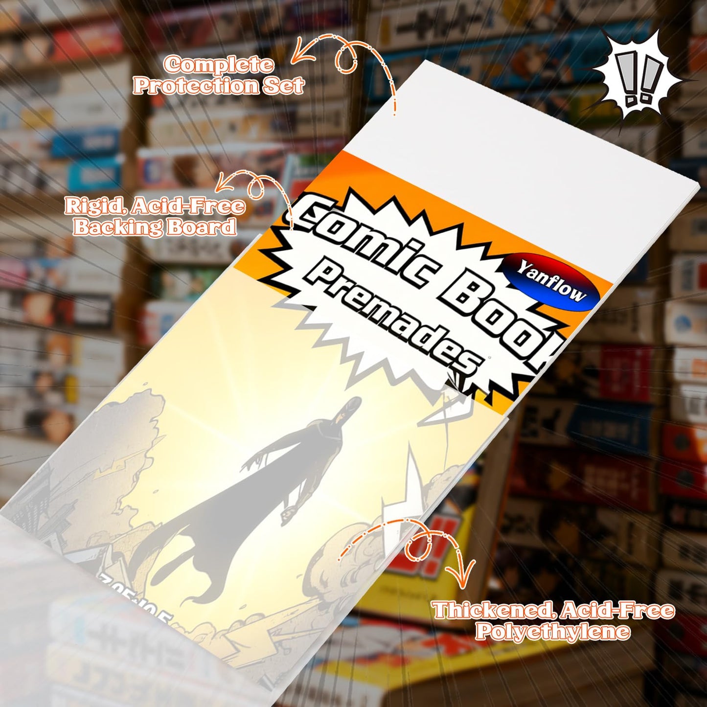 50 Pack Comic Book Bags and Boards Set 7.25x10.5 Inch Self-Sealing Bags with Archival Boards for Long-Term Storage & Protection