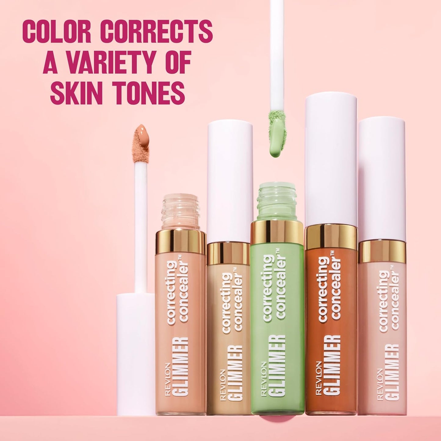 Revlon Glimmer Concealer - Liquid Under Eye Makeup with Caffeine & Vitamin C | Light Coverage, 0.3 fl oz, Pink