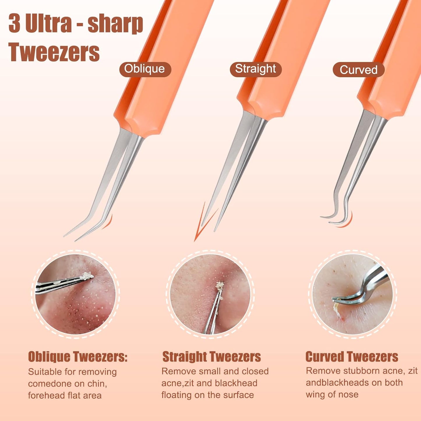 Blackhead Remover Tool Kit - 15 Pcs Comedone Extractor Set with Metal Case | Pimple Popper Tools for Blemish Removal