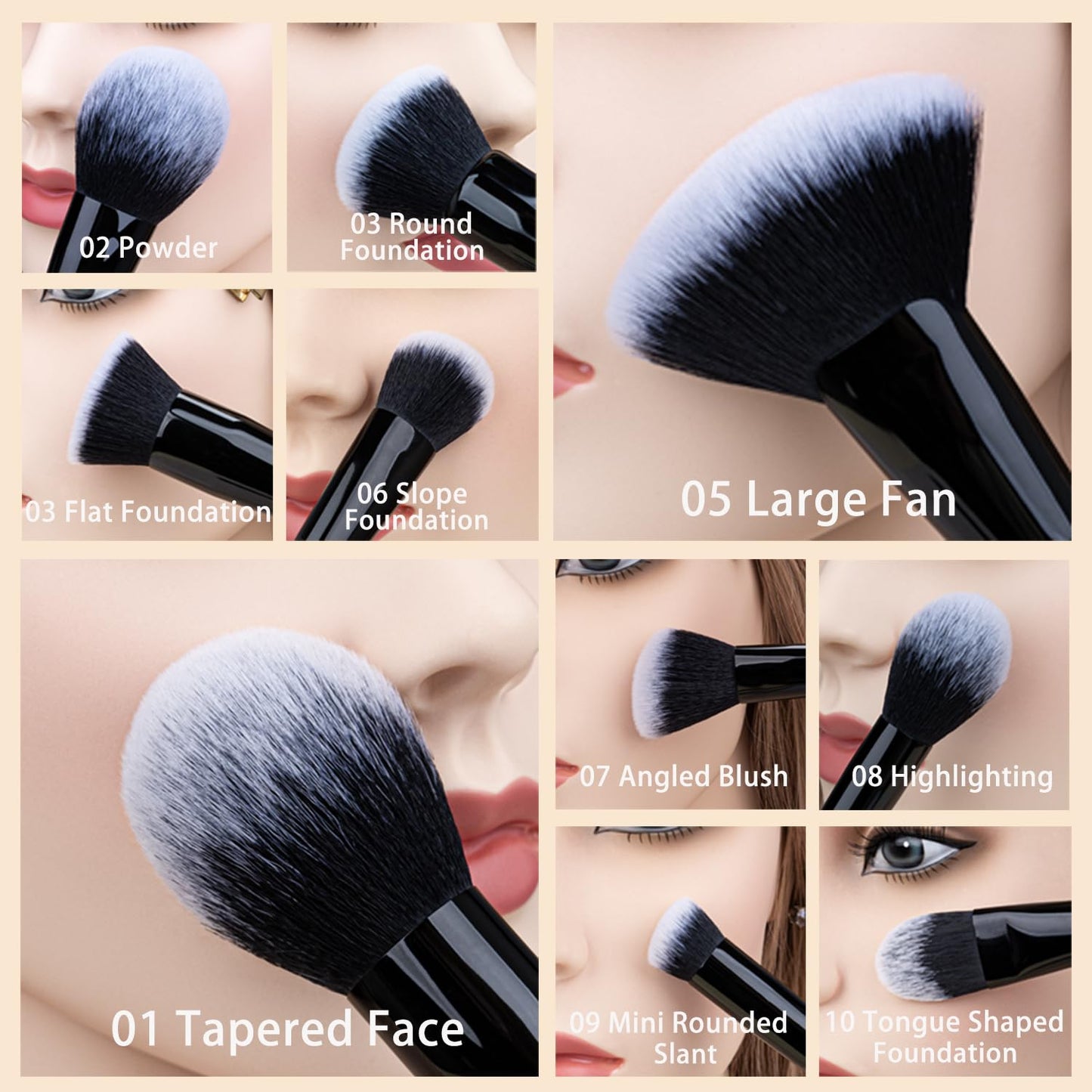 Daily Queen 29pcs Black Professional Makeup Brush Set Kabuki Powder Concealers Eye shadows Blush Eyeliner Eyebrow Contour Eye blending Brushes (29pcs brush)