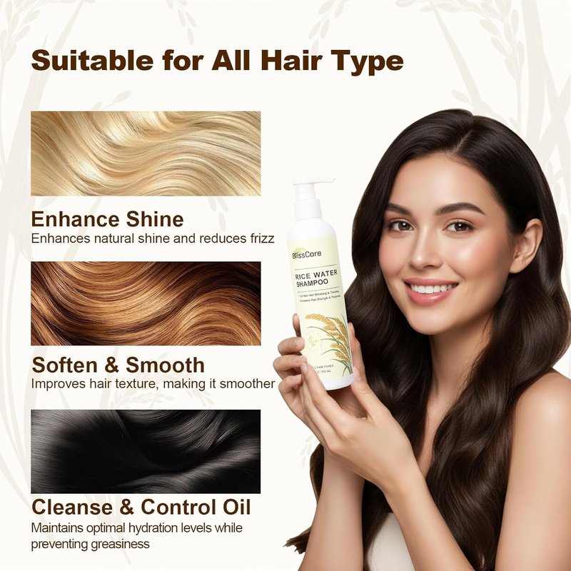 Rice Water Shampoo & Conditioner Set - Strengthen & Revitalize Hair | Nourishing Biotin Infusion for All Hair Types