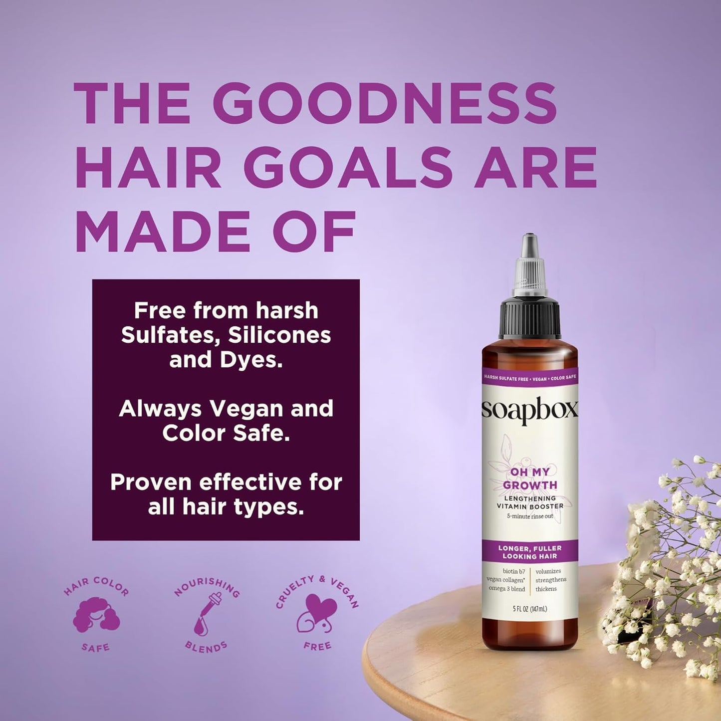 Lengthening Vitamin Booster Hair Treatment - Thicker, Fuller, Stronger Hair with Biotin & Vegan Collagen | 5oz