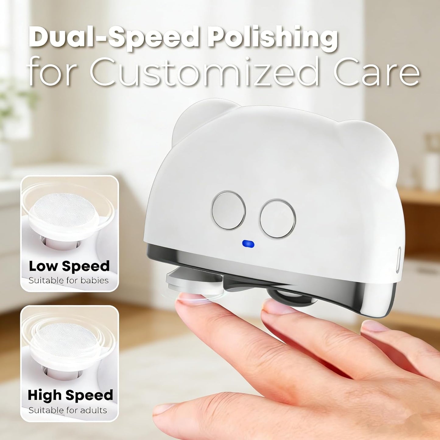 Electric Nail Clippers - Rechargeable Automatic Toenail Trimmer with LED Light & Filer | Ideal for Seniors & Adults (White)