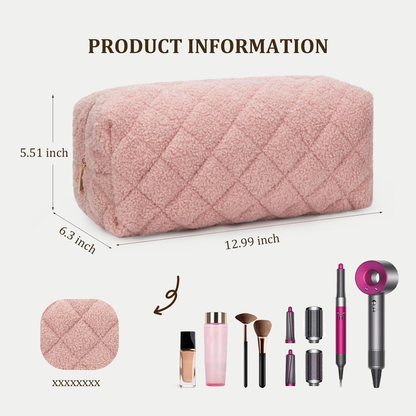 KCWVSIE Hair Tools Case Travel Bag Cute Floral Travel Case for Shark Flexstyle Hair Tools Organizer Compatible with Dyson Airwrap (Pink plush)